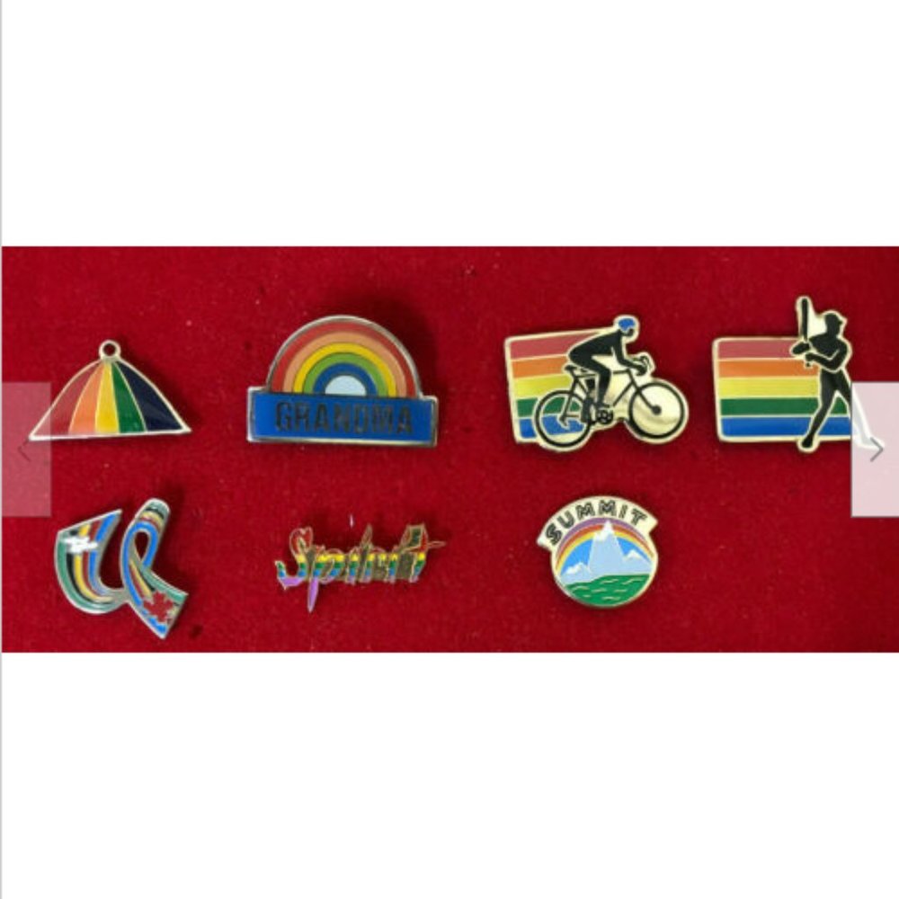 Lot of 7 Enamel Rainbow Pin Badge Pride Pins Grandma Spirit Cycling Baseball